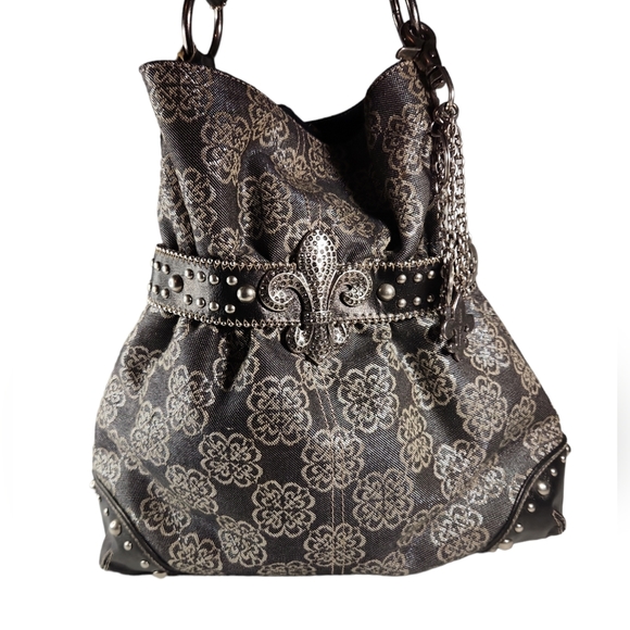 Kathy Van Zeeland Bags Kathy Van Zeeland Black Denim Fluer De Lis